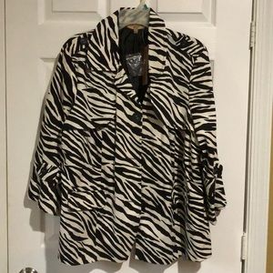NWT zebra print lightweight jacket 2x.